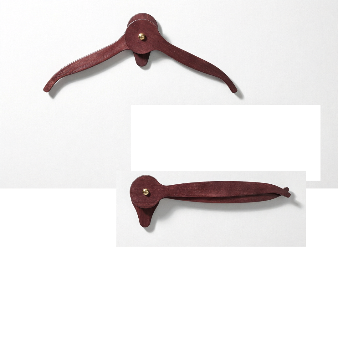 Casanova Sunset – wall-mounted hanger and trousers holder in Amarant-finished wood