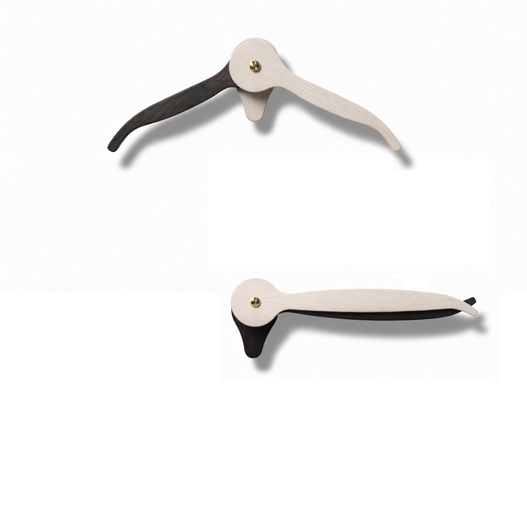 Casanova Day & Night – wall-mounted hanger and trousers holder in White and Wengé-finished wood