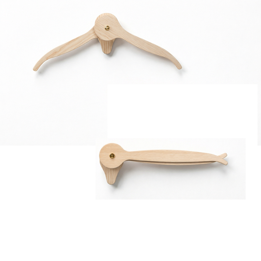 Casanova Nude – wall-mounted hanger and trousers holder in Natural-finished wood